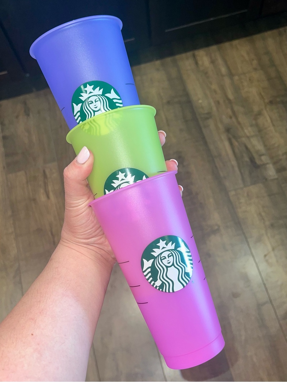 Starbucks Neon Pink, Lime, and Periwinkle Stackable Tumblers